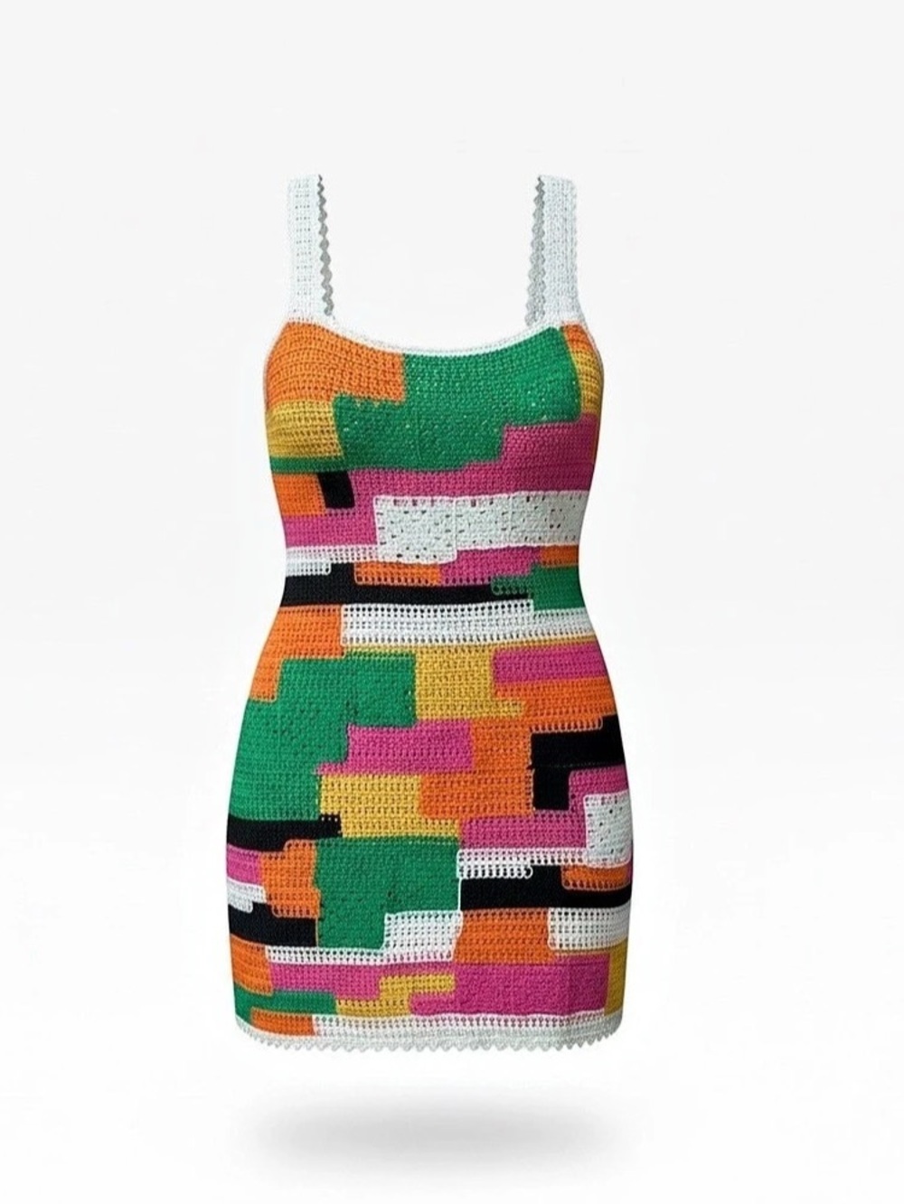 Color Block Crochet Mini Dress (S/M)